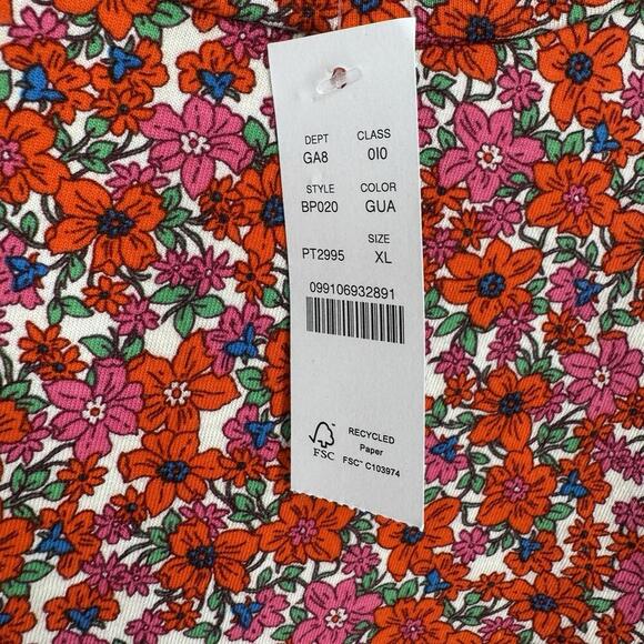 J.crew  Top XL floral puff sleeve colorful spring summer work office career - Picture 2 of 6